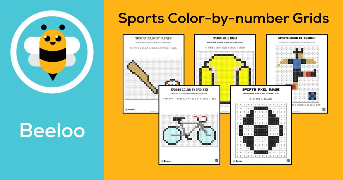 Sports-themed Color-by-number Grids • Beeloo Printable Crafts and ...